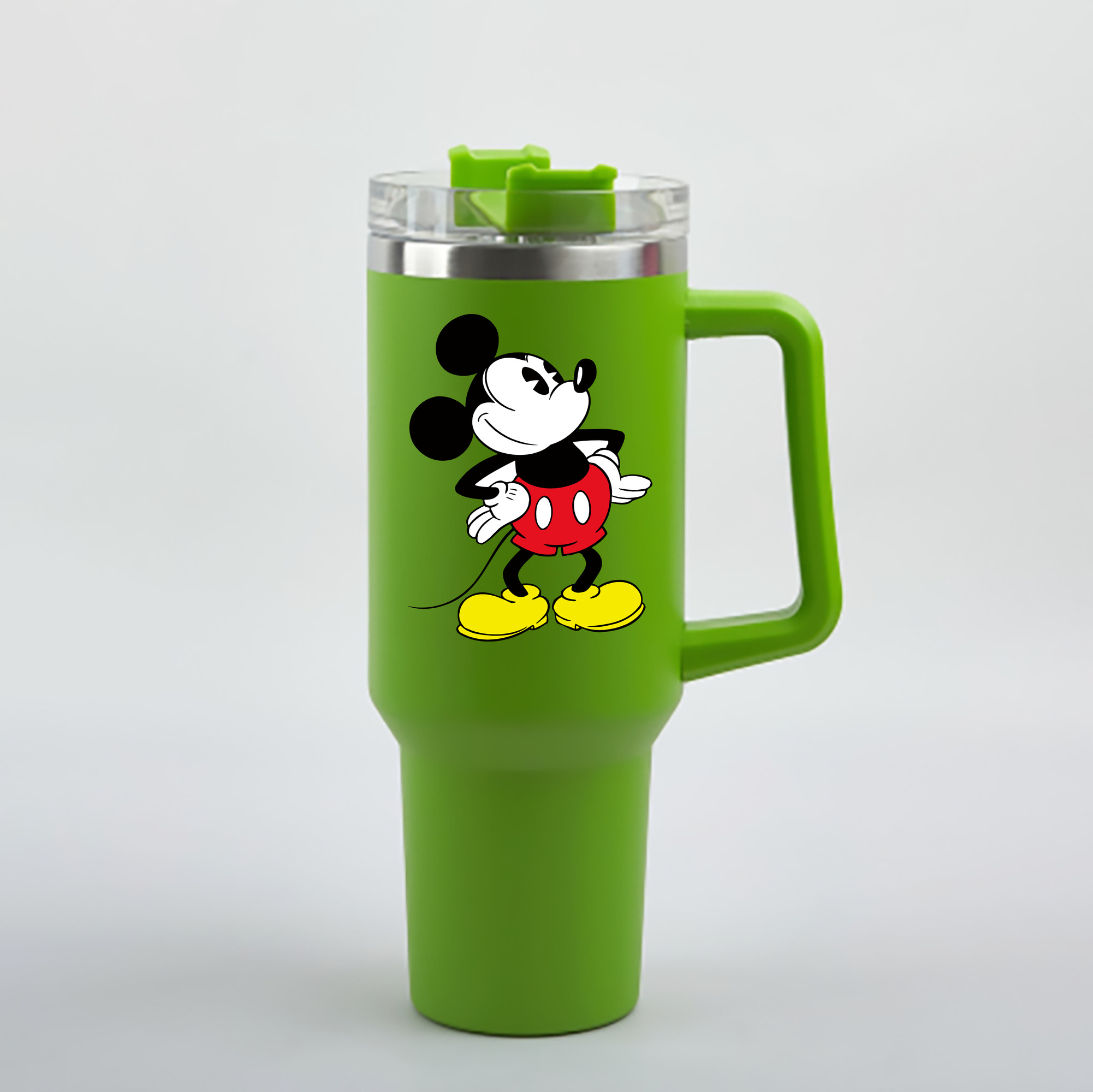 （画像用） ミッキーマウス Mickey Mouse 1200mL車用タンブラー - クリスタルステッカー（プラスチックストロー付き）